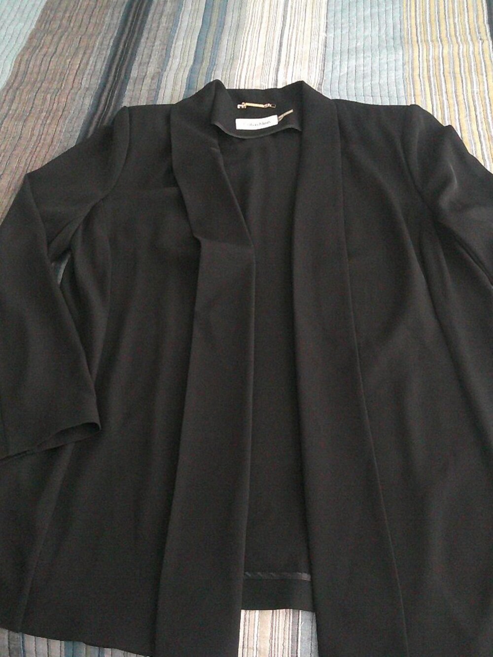 Calvin Klein Womens Black Open Front Shawl Collar Blazer Jacket SF7JX757 Size XL